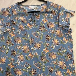 Counterparts Blue Flutter Sleeve Blouse